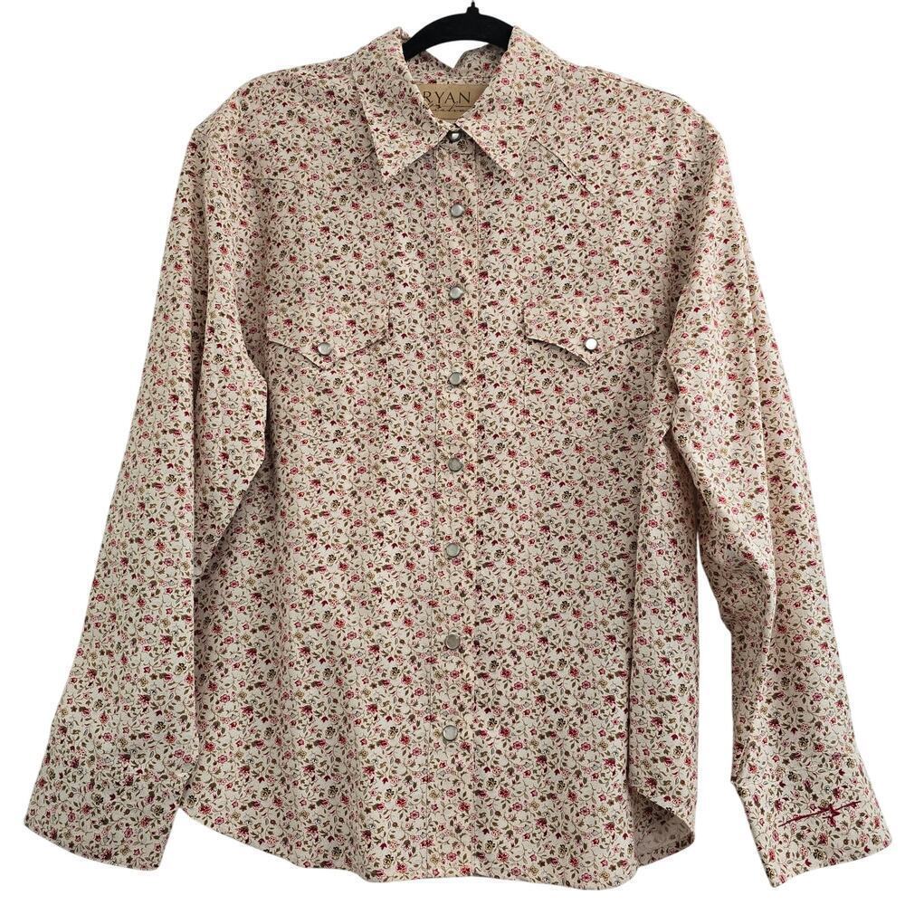 Ryan Vintage-Inspired Cream Floral Button-Down Blouse